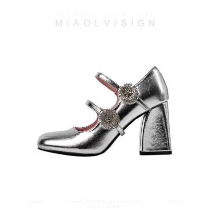 "Wonderful Couple" Early Spring Dream ~ Thick Heel High Heels 2024 Early Spring French Mary Jane Shoes Pink Single Shoes for Women