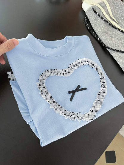 Don't underestimate! The upper body is very elegant ~ light blue splicing lace small top for women in summer with straight shoulders and waist short-sleeved T-shirt