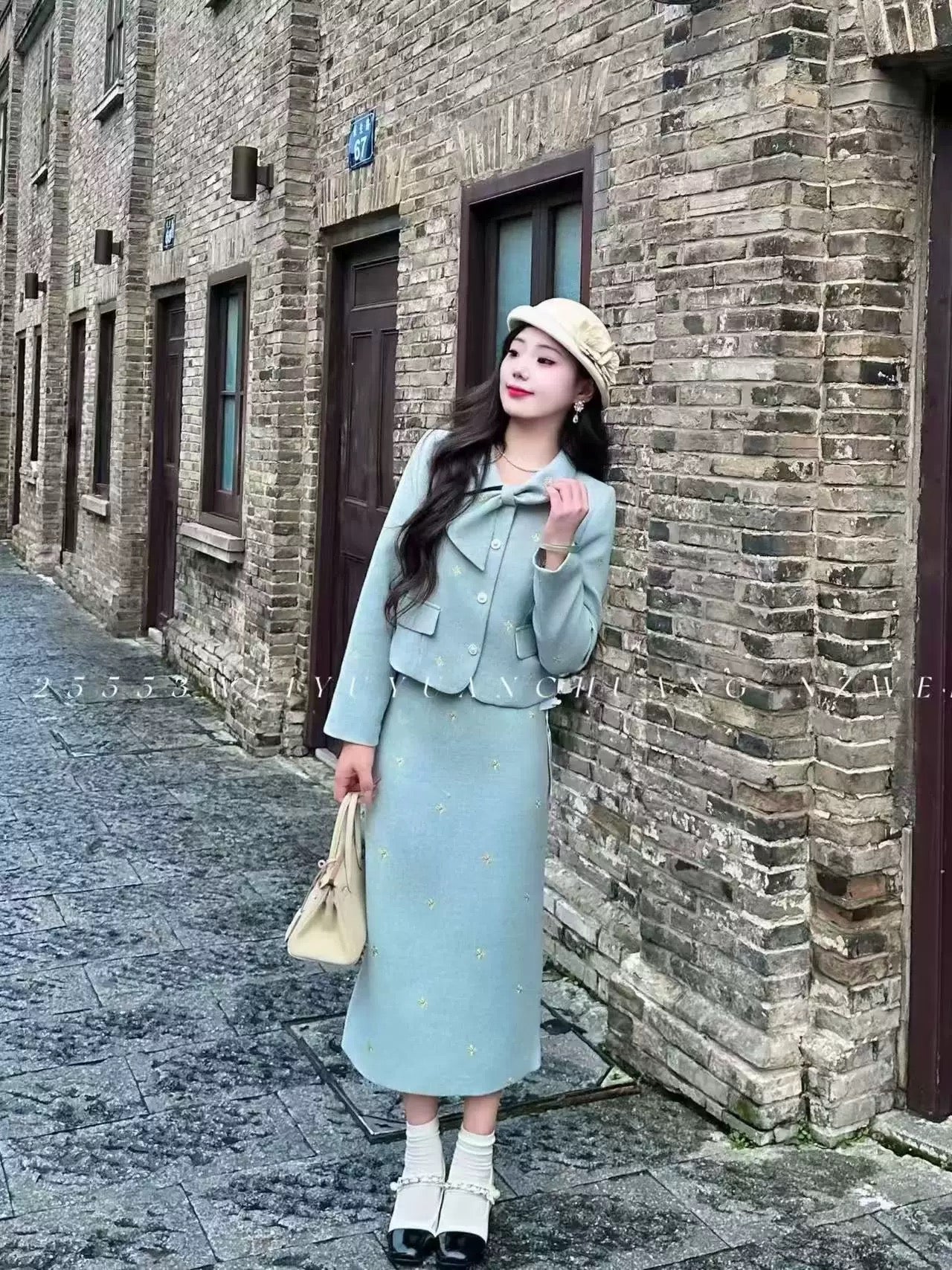 [Da Qiao Family] Custom Embroidered High-End Wool Suit Dress #3722