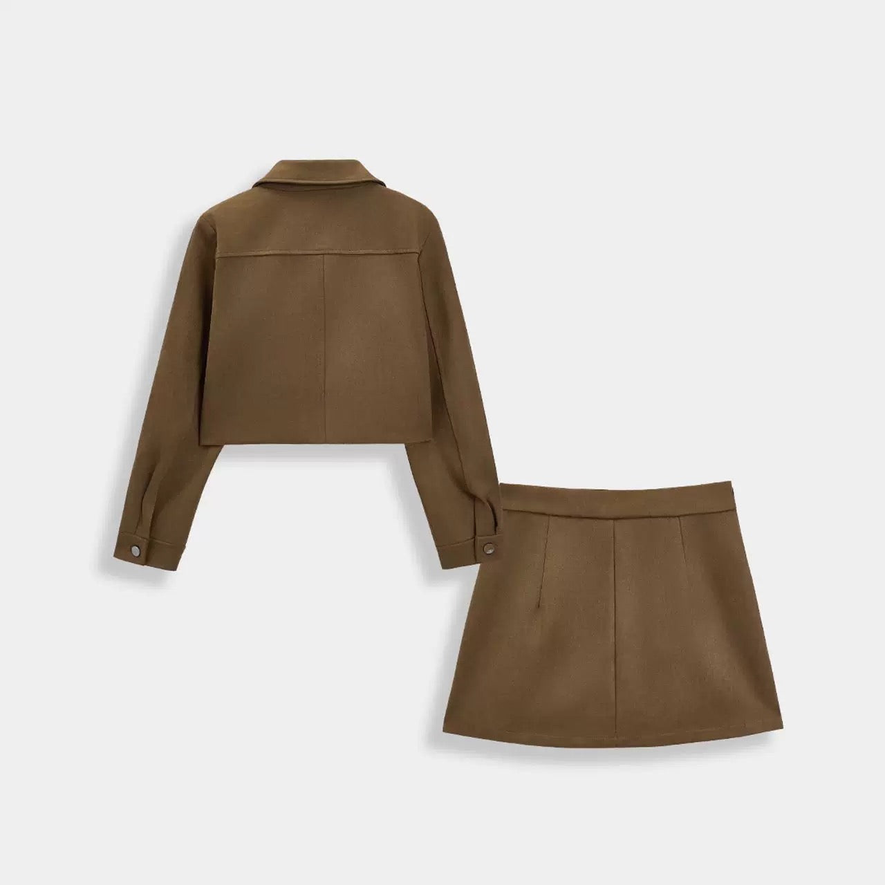 IYF Love Home 2025 Autumn New French Retro Design Suede Top and Bottom Skirt Set