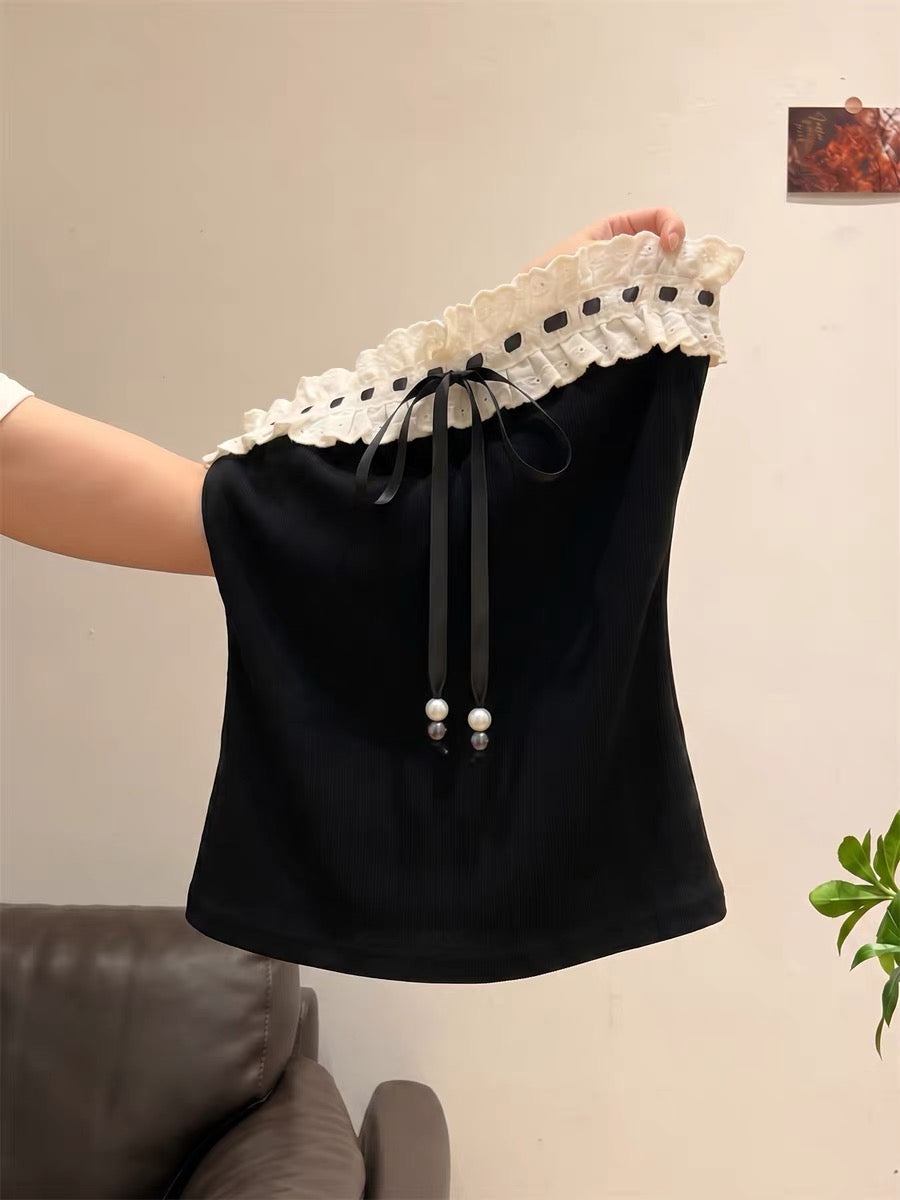Pure and sexy style, sexy backless strapless top for women, summer high-end style, slim fit, short sleeveless vest.