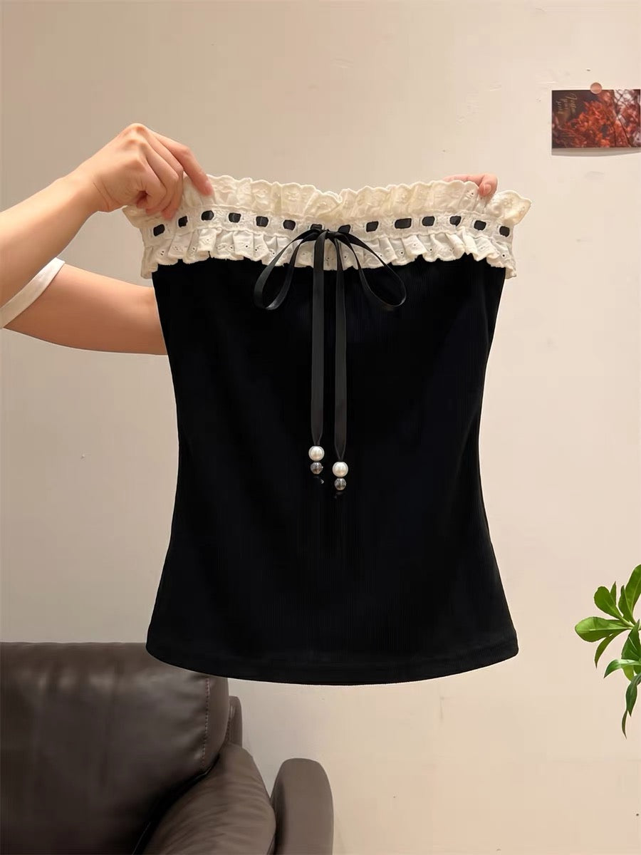Pure and sexy style, sexy backless strapless top for women, summer high-end style, slim fit, short sleeveless vest.