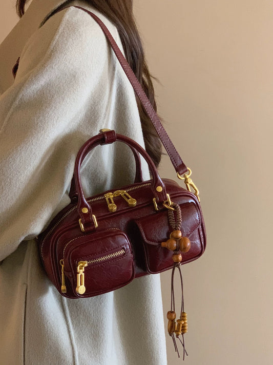Chio2nd Golden Autumn Frost Valley Pillow Bag, Women's 2025 New Style, Red Handbag, Shoulder Bag, Crossbody Bag
