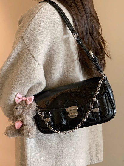 Chio2nd Rainbow Ball Women's Shoulder Bag 2025 New Style, Niche Ins Style, Motorcycle Shoulder/Crossbody Bag