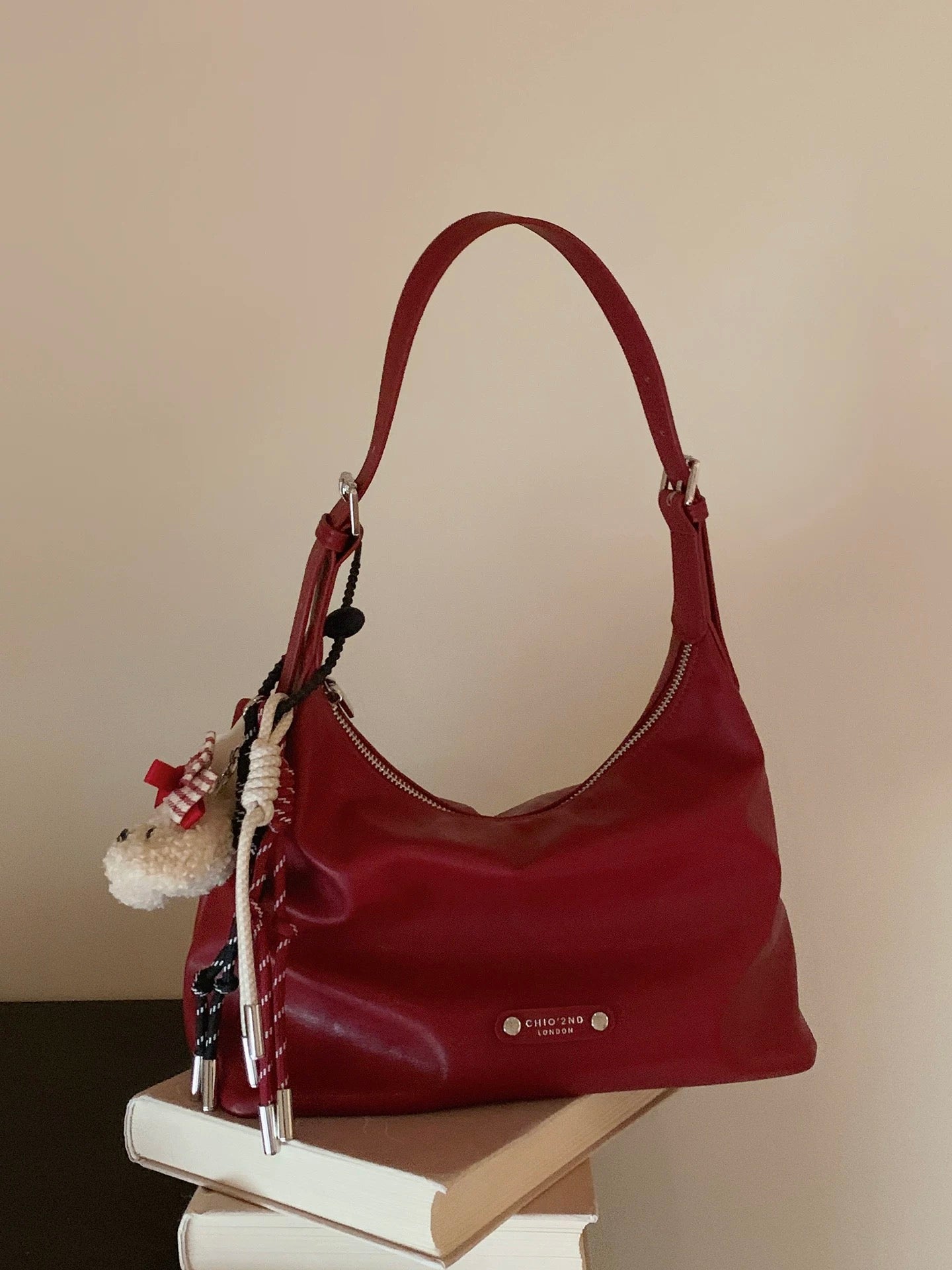 Chio2nd Autumn Red Berry Tote Bag, Women's 2025 New Style, Red Wedding Bag, Shoulder Bag/Crossbody Bag