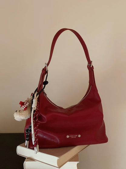 Chio2nd Autumn Red Berry Tote Bag, Women's 2025 New Style, Red Wedding Bag, Shoulder Bag/Crossbody Bag