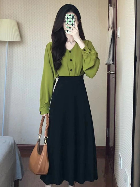 Early spring chic top Korean style ruffled shirt women's niche design chiffon puff sleeves chic and beautiful blouse