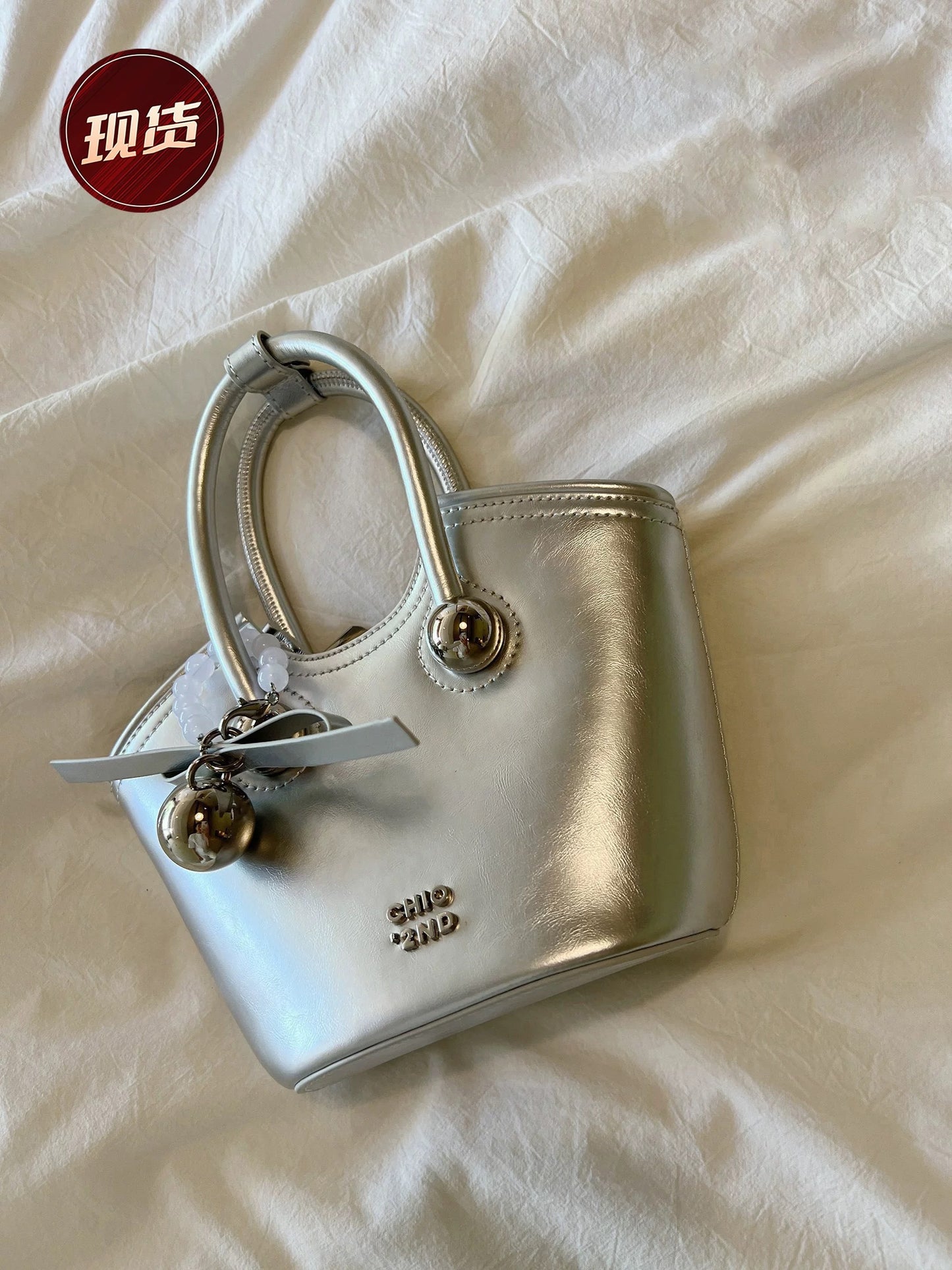 Chio2nd Cherry Romance Genuine Leather Handbag, Red, Wedding Bag, Shoulder Bag/Crossbody Bag
