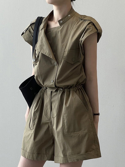 Waist-cut overalls jumpsuits for women, summer design shirts for small people, age-reducing jumpsuits, high-waisted wide-leg pants