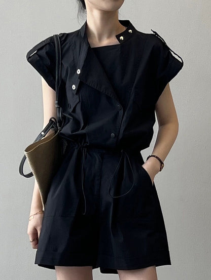 Waist-cut overalls jumpsuits for women, summer design shirts for small people, age-reducing jumpsuits, high-waisted wide-leg pants