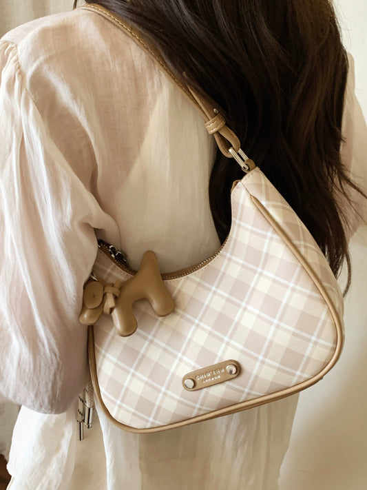 Chio2nd Autumn/Winter Parisian Shoulder Bag for Women, 2025 New Retro Plaid Commuter Shoulder/Crossbody Bag