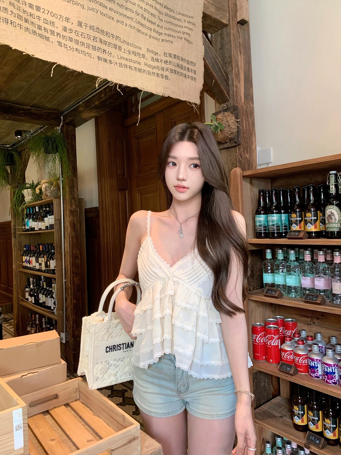 Ruoyu Customized White Tea Time Customized Lace Cake Pure Desire Temperament Small Camisole Tops Women Summer