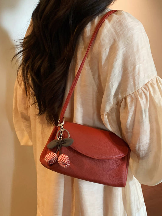 Chio2nd Genuine Leather Cloud Mousse Small Square Bag for Women, Lychee Texture, Commuter Shoulder/Crossbody Bag