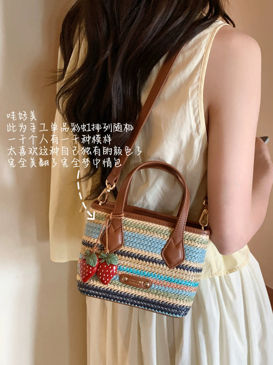 Chio2nd Berry Whisper Tote Bag for Women, Woven Handbag, Shoulder Bag, Crossbody Bag (Mid-Year Special Offer)