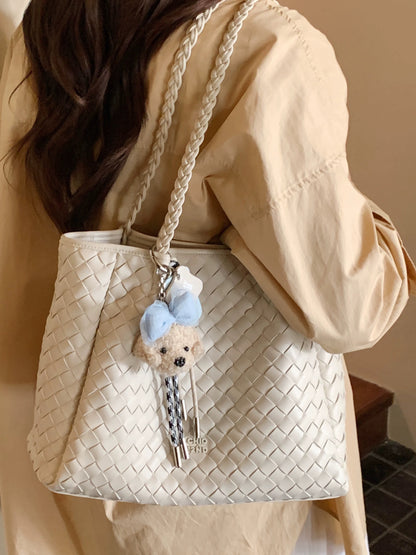 Chio2nd Woven Fairy Tale Tote Bag, Large Capacity Women's Handbag, Woven Shoulder Bag for Commuter Use