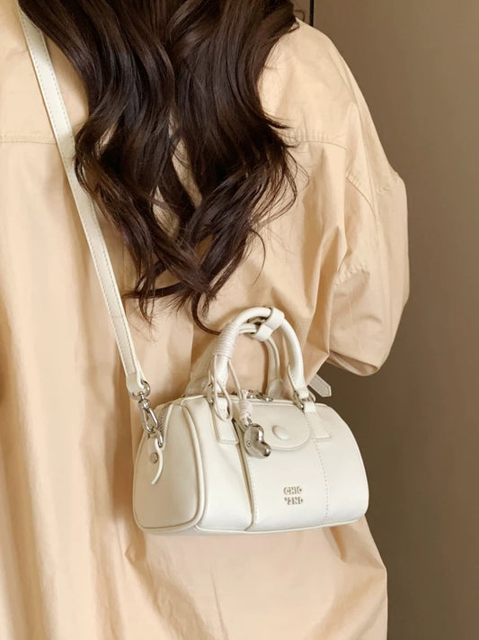 Chio2nd Pearl Shimmer Pillow Bag for Women, Boston Style Handbag, Small Shoulder Bag/Crossbody Bag