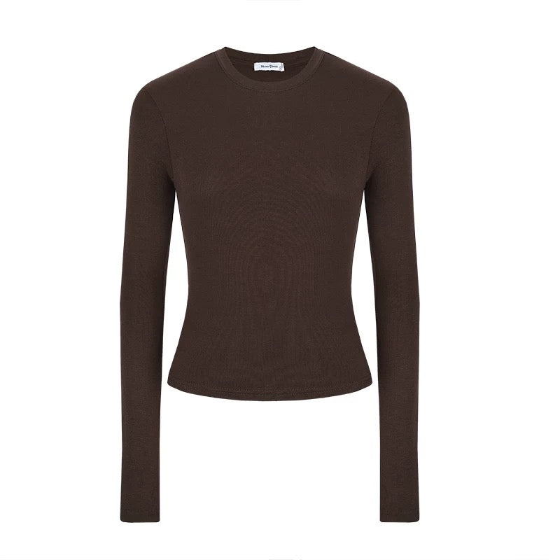 MosesQueen Moses Queen solid color bottoming shirt women's spring and autumn winter inner waist slim long sleeve T-shirt top