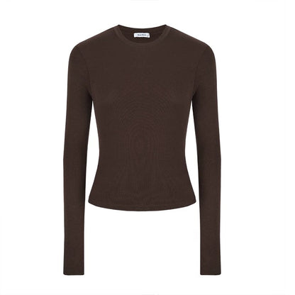 MosesQueen Moses Queen solid color bottoming shirt women's spring and autumn winter inner waist slim long sleeve T-shirt top