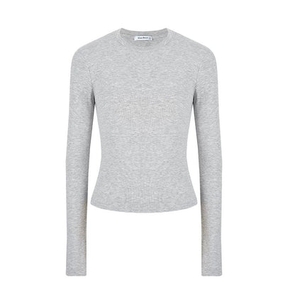 MosesQueen Moses Queen solid color bottoming shirt women's spring and autumn winter inner waist slim long sleeve T-shirt top