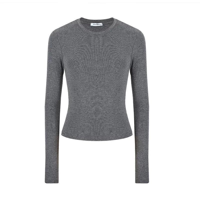 MosesQueen Moses Queen solid color bottoming shirt women's spring and autumn winter inner waist slim long sleeve T-shirt top