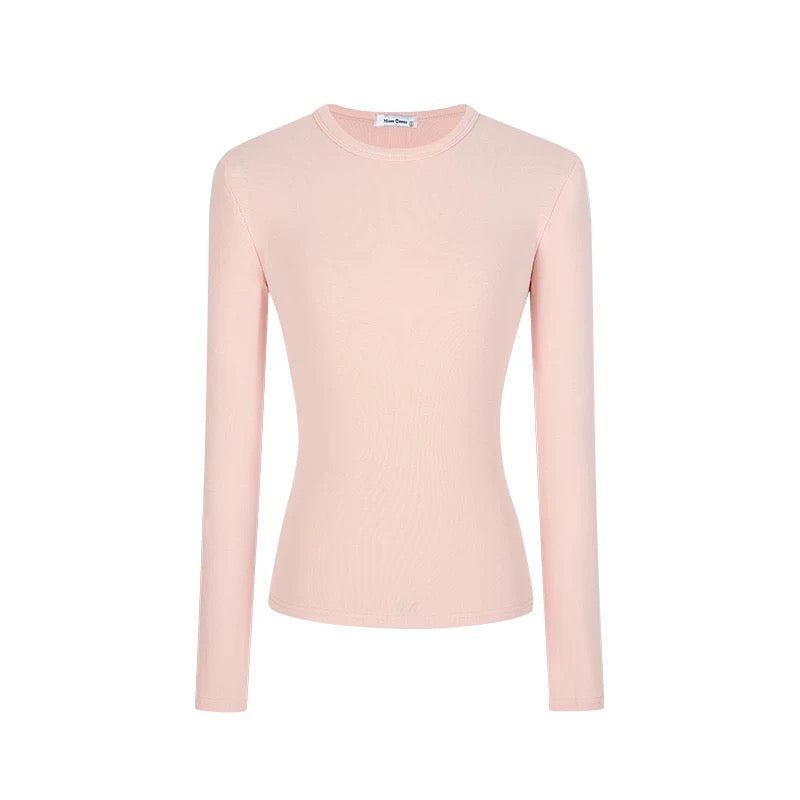 MosesQueen Moses Queen solid color bottoming shirt women's spring and autumn winter inner waist slim long sleeve T-shirt top