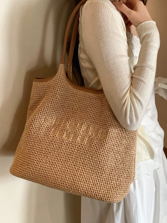 Chio2nd Shop Owner's Original Rhine Spring Break Tote Bag Women's Autumn Woven Bag Large Capacity Shoulder Bag