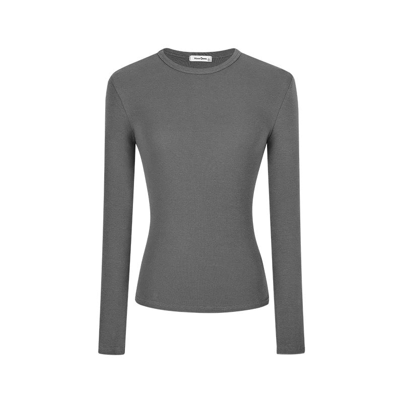 MosesQueen Moses Queen solid color bottoming shirt women's spring and autumn winter inner waist slim long sleeve T-shirt top