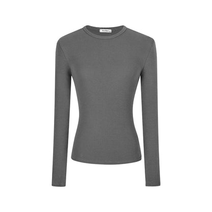 MosesQueen Moses Queen solid color bottoming shirt women's spring and autumn winter inner waist slim long sleeve T-shirt top