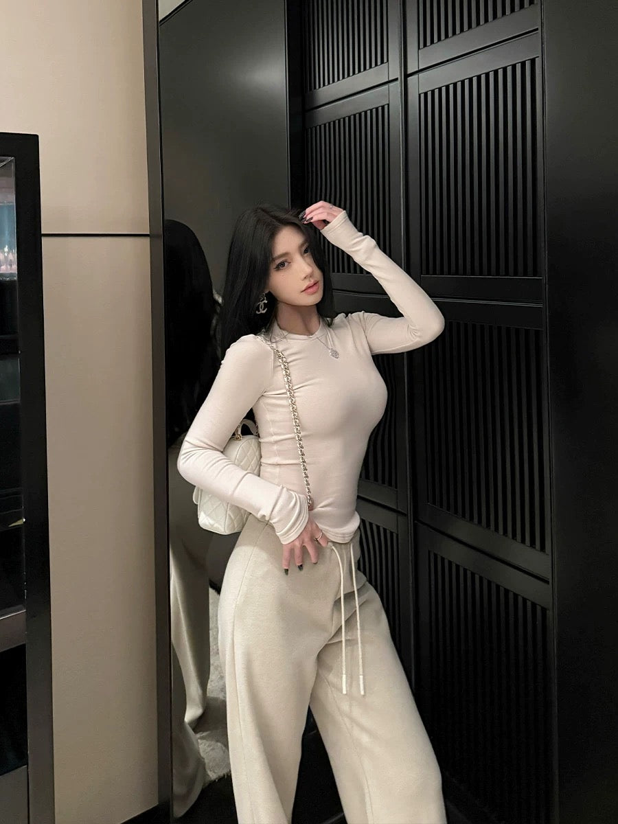 SX Shanxi 4 colors into the basic versatile round neck brushed bottoming shirt long-sleeved slimming T autumn and winter inner top for women