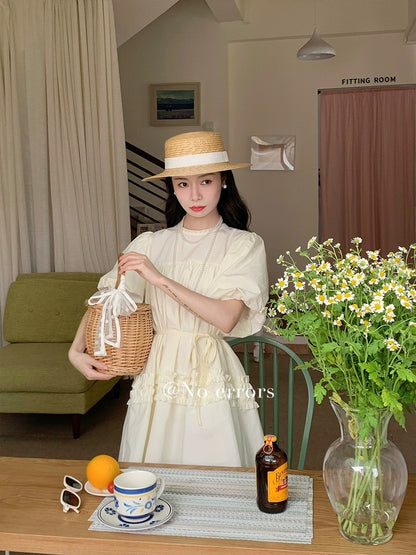 No errors No errors Heavy lace decoration retro flower bud puff sleeve sweetheart doll dress