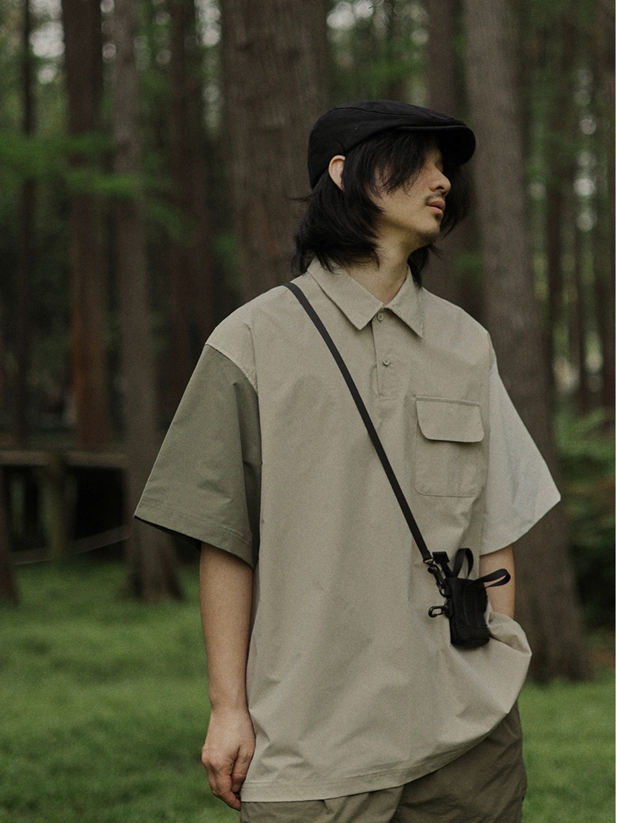 Crisis youth workwear short-sleeved shirt men's mountain style outdoor camping style Japanese style retro casual Internet celebrity shirt trend