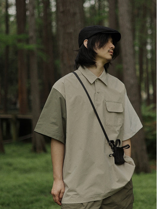 Crisis youth workwear short-sleeved shirt men's mountain style outdoor camping style Japanese style retro casual Internet celebrity shirt trend