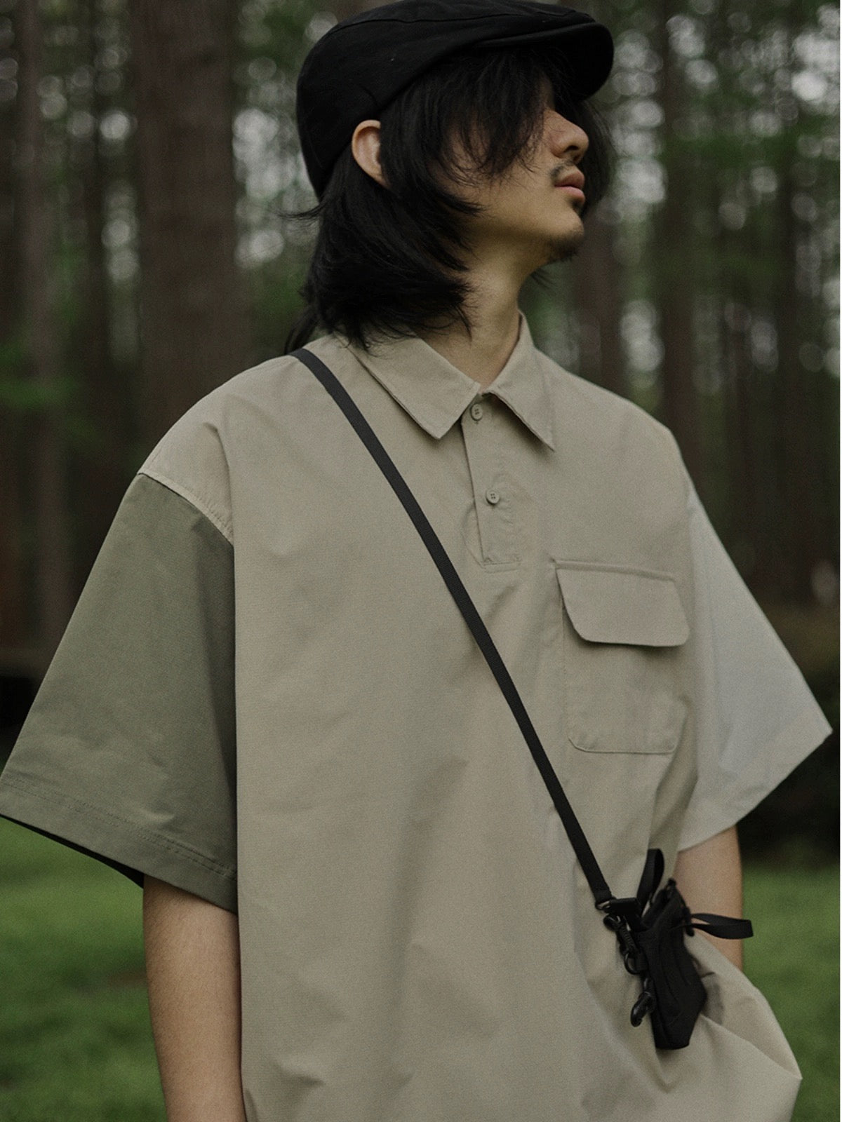 Crisis youth workwear short-sleeved shirt men's mountain style outdoor camping style Japanese style retro casual Internet celebrity shirt trend