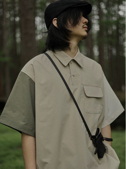 Crisis youth workwear short-sleeved shirt men's mountain style outdoor camping style Japanese style retro casual Internet celebrity shirt trend