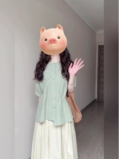 Relaxed summer clothes with a complete set of niche shirts, tops, half-length skirts, casual two-piece suits for women