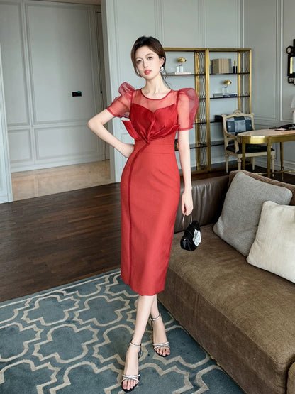 Temperament fishtail dress women's 2024 new summer light luxury niche design slim slim hip-covering long skirt