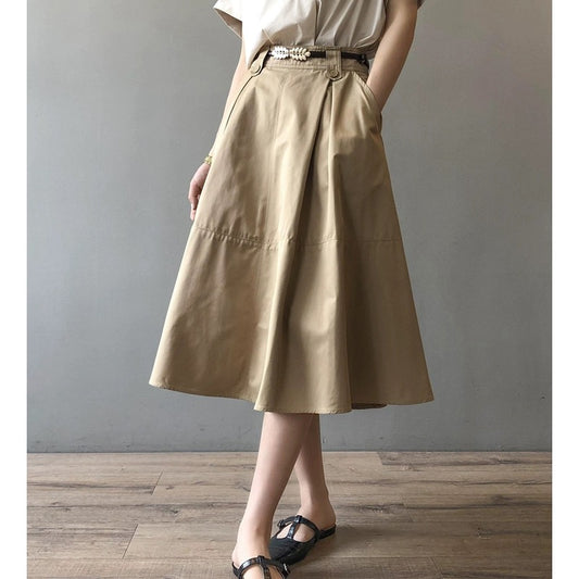 French style petite slimming skirt for women summer thin fluffy umbrella skirt mid-length high-waisted A-line crotch-covering skirt