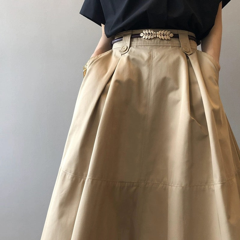 French style petite slimming skirt for women summer thin fluffy umbrella skirt mid-length high-waisted A-line crotch-covering skirt