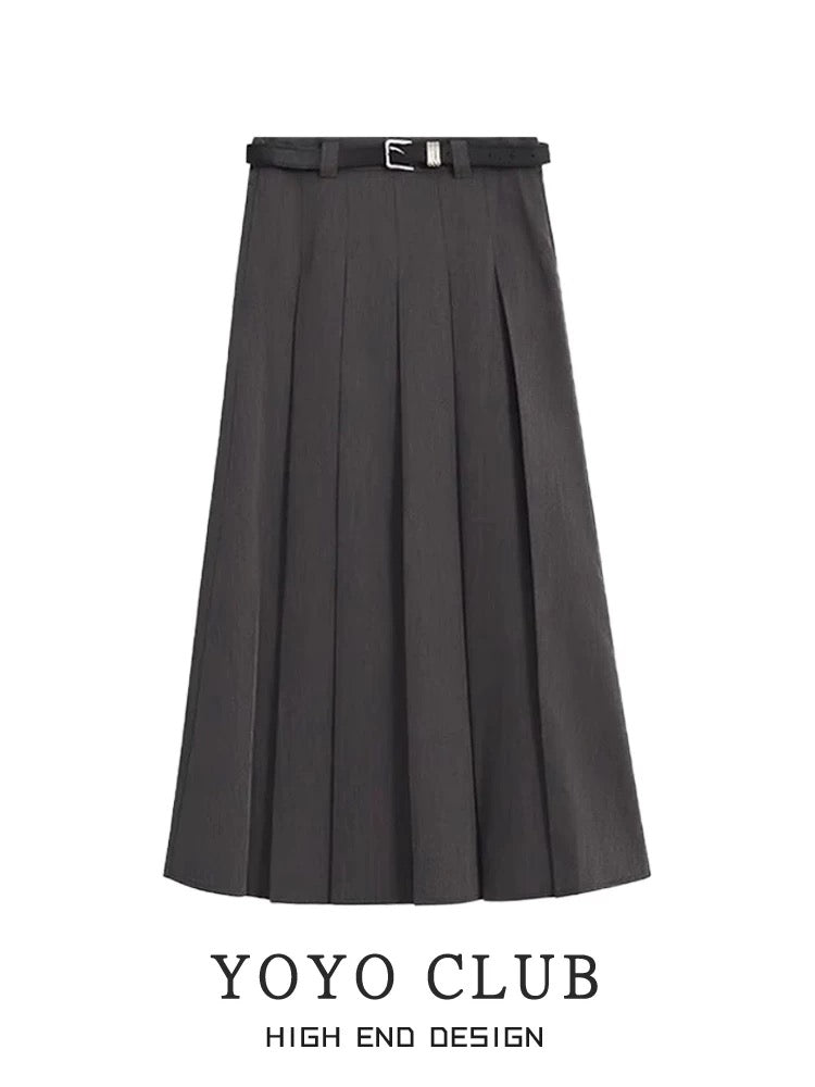 YOYO CLUB early autumn wear a complete set of polo shirt knitted camisole pleated skirt suit