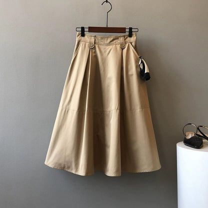 French style petite slimming skirt for women summer thin fluffy umbrella skirt mid-length high-waisted A-line crotch-covering skirt