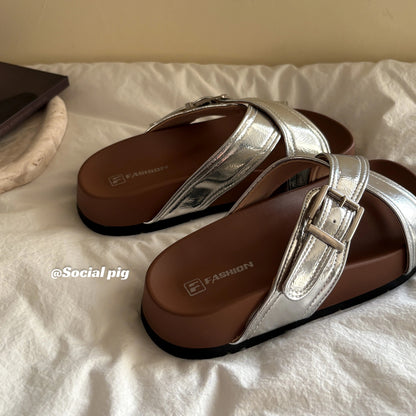 Social Pig platform sandals for women, perfect for summer, comfortable for beach wear, Birkenstock shoes.
