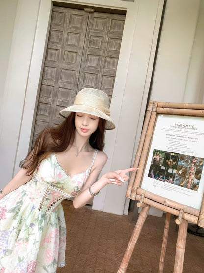 JUNSTUDIO [Summer Floral] Floral Lace-Trim Cami Dress