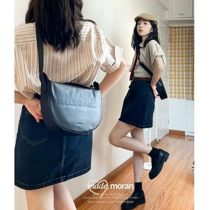 Hong Kong chic retro girl outfit suit loose sweet cool style striped shirt denim skirt two-piece summer set
