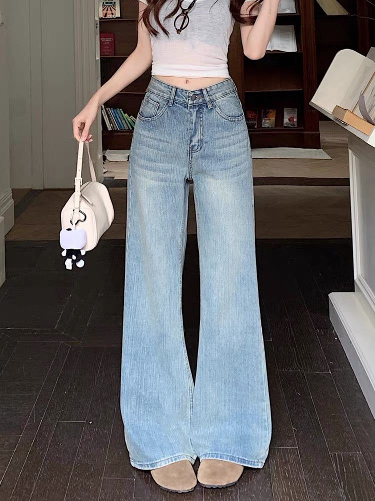 Women's American Retro Low-Rise Flared Jeans (Summer 2026 New Arrival) – Loose, Stylish, Versatile Wide-Leg Fit with Slub Texture