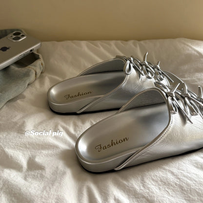 Social Pig Niche One-Stroke Birkenstock Slippers for Women, Perfect for Summer Wear with Bow and Skirts, Casual Sandals