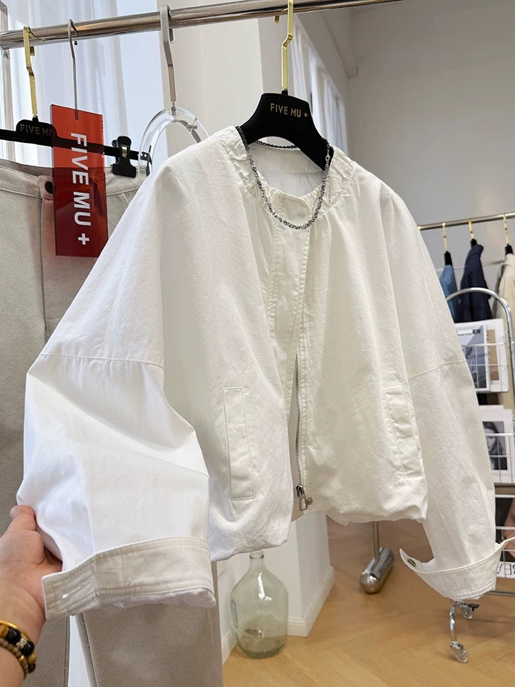 2025 super hot spring round neck short jacket women's spring and autumn Korean style wear thin style super beautiful loose casual jacket