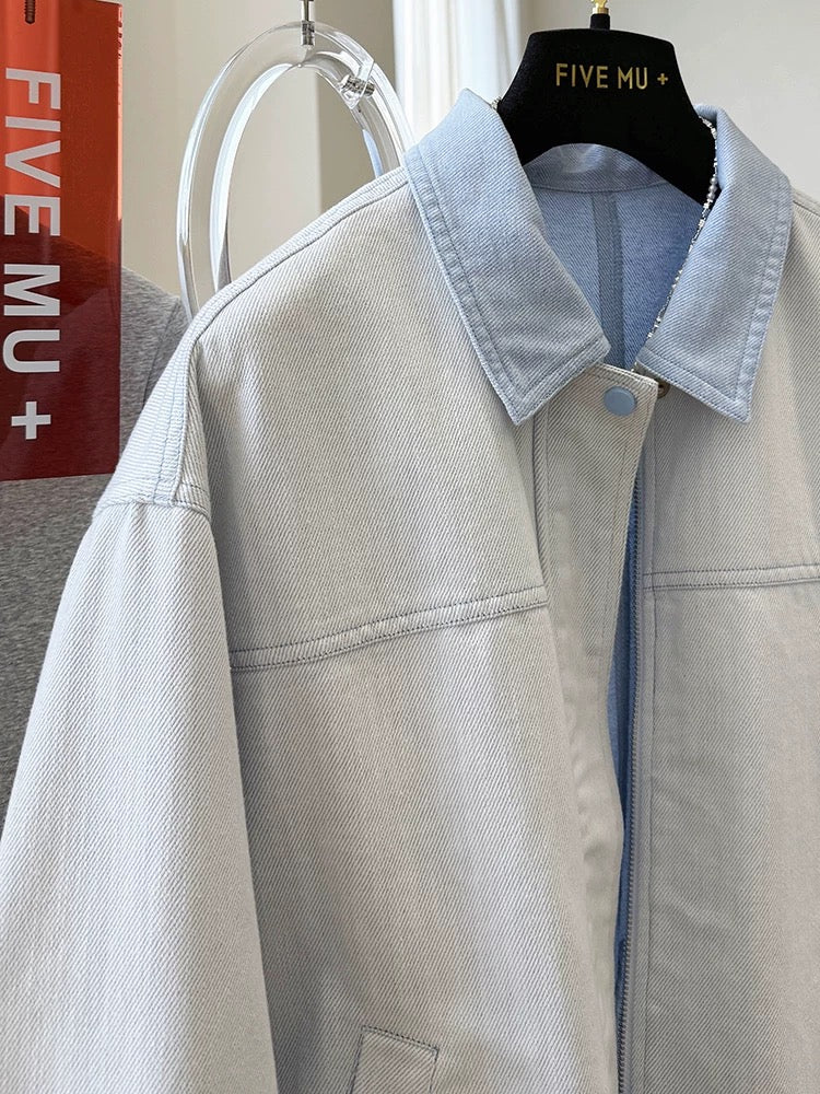 High-end and beautiful Korean-style casual denim jacket for women, unique and beautiful lapel jacket for spring travel