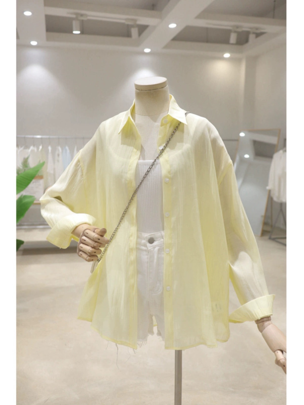 Fresh color, drapey and light, 2024 summer loose, slim, front short, back, long sleeve, sun protection thin shirt, versatile for women