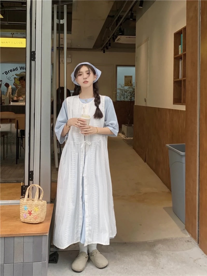 Lace-up layered dress for women summer 2024 new Korean style loose cas –  Lee Nhi Boutique