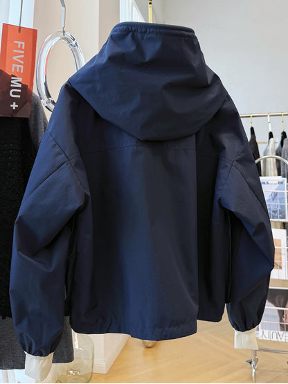 Hanli Hanqi giant good-looking hooded jacket women's autumn casual short jacket chic chic thin jacket